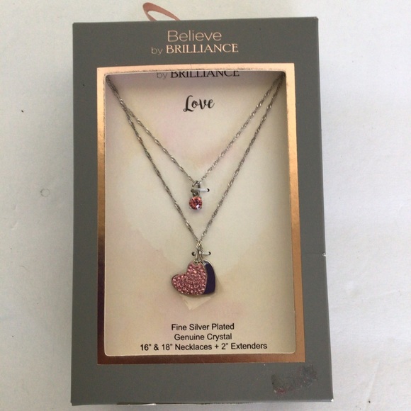BELIEVE BY BRILLIANCE CRYSTAL HEART NECKLACE NWT - Picture 2 of 10